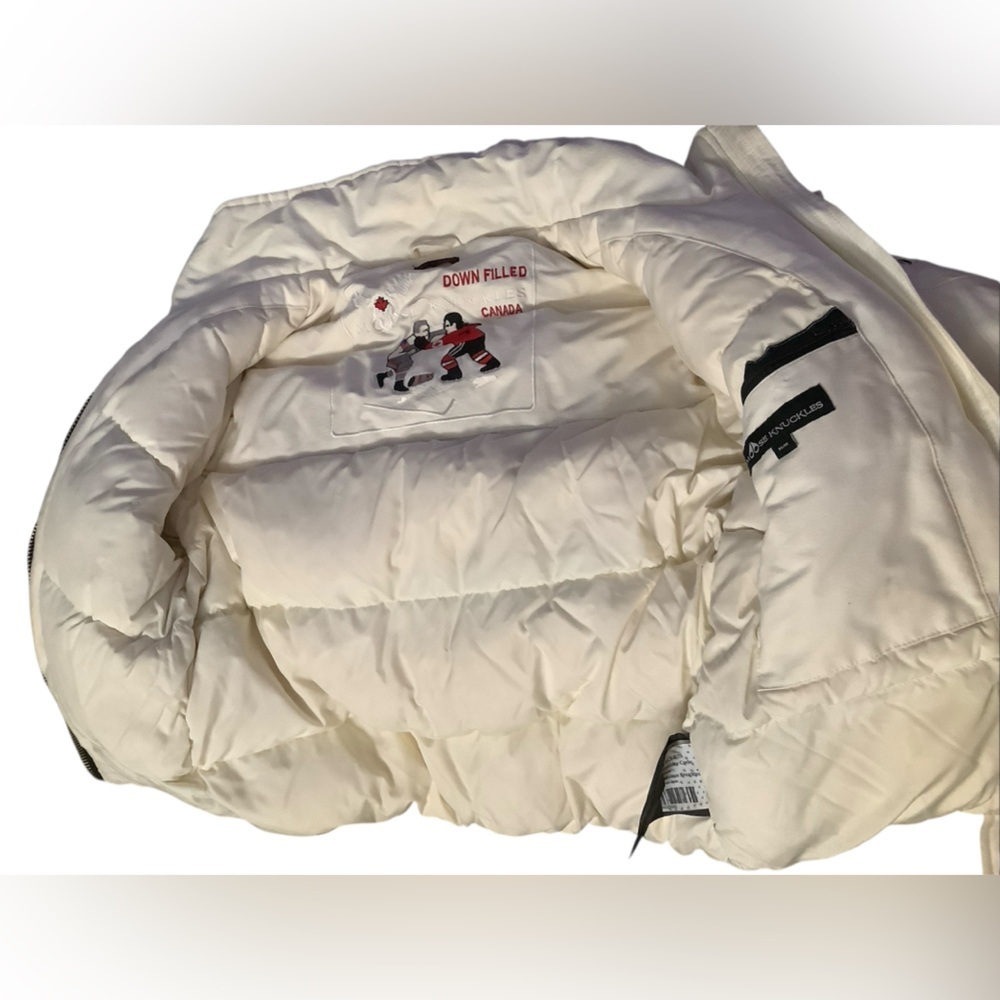 Moose Knuckles Debbie Down Bomber Jacket Women’s Size M White Fur Pom Pom​ - Picture 6 of 16